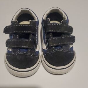Vans Kids Blue Velcro Sneakers Size 5 Toddler